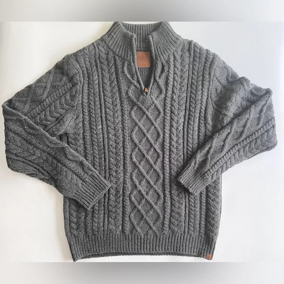 Canadiana Men's Quarter-Zip Cable Knit Sweater Size L - Picture 3 of 10